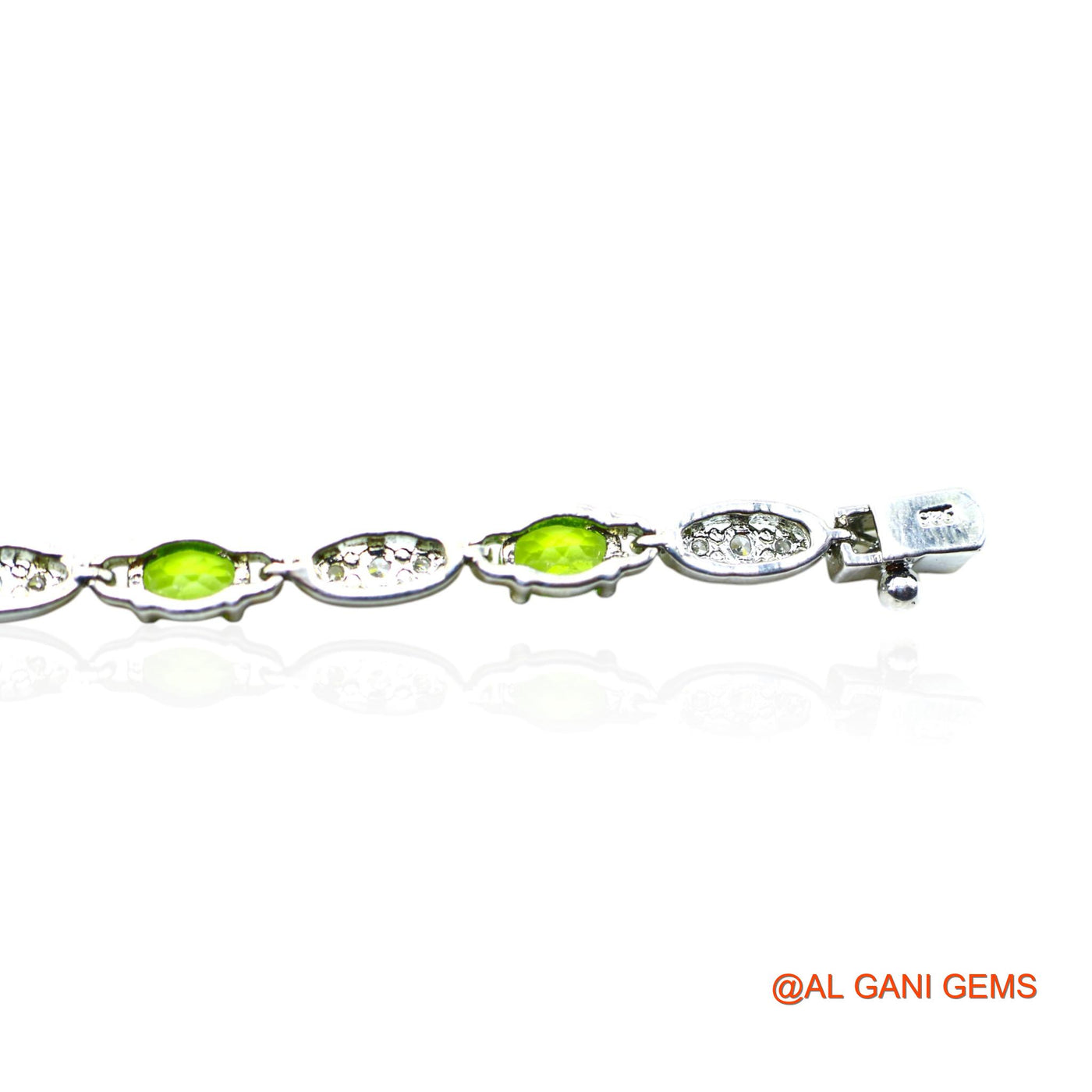 Faceted Peridot Gemstone Zircon Sterling Silver Hook Drop Bracelet SB-15