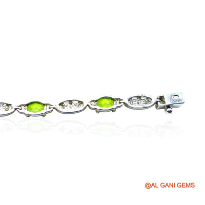 Faceted Peridot Gemstone Zircon Sterling Silver Hook Drop Bracelet SB-15