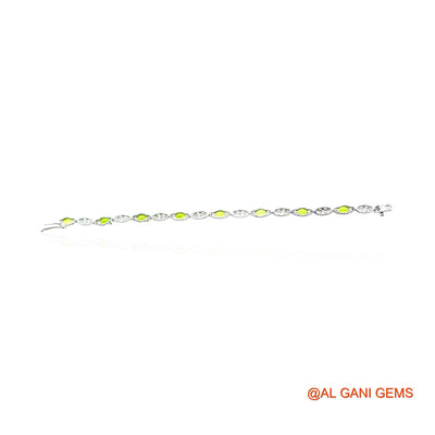 Faceted Peridot Gemstone Zircon Sterling Silver Hook Drop Bracelet SB-15