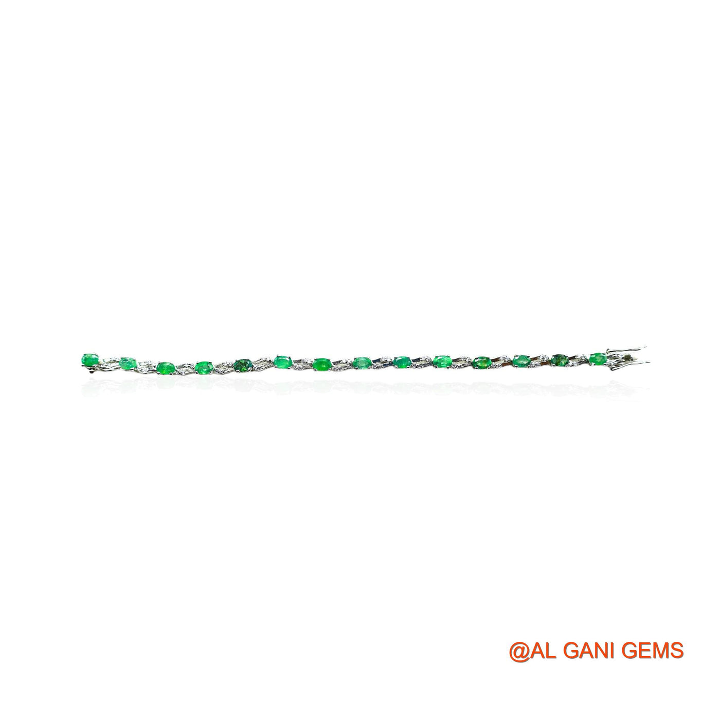 925 Sterling Silver Emerald Stone Zircon Dangling Birthday Bracelet SB-16