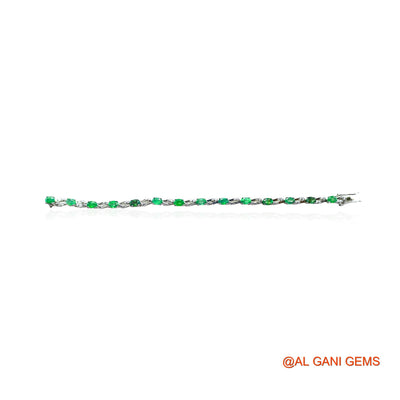 925 Sterling Silver Emerald Stone Zircon Dangling Birthday Bracelet SB-16