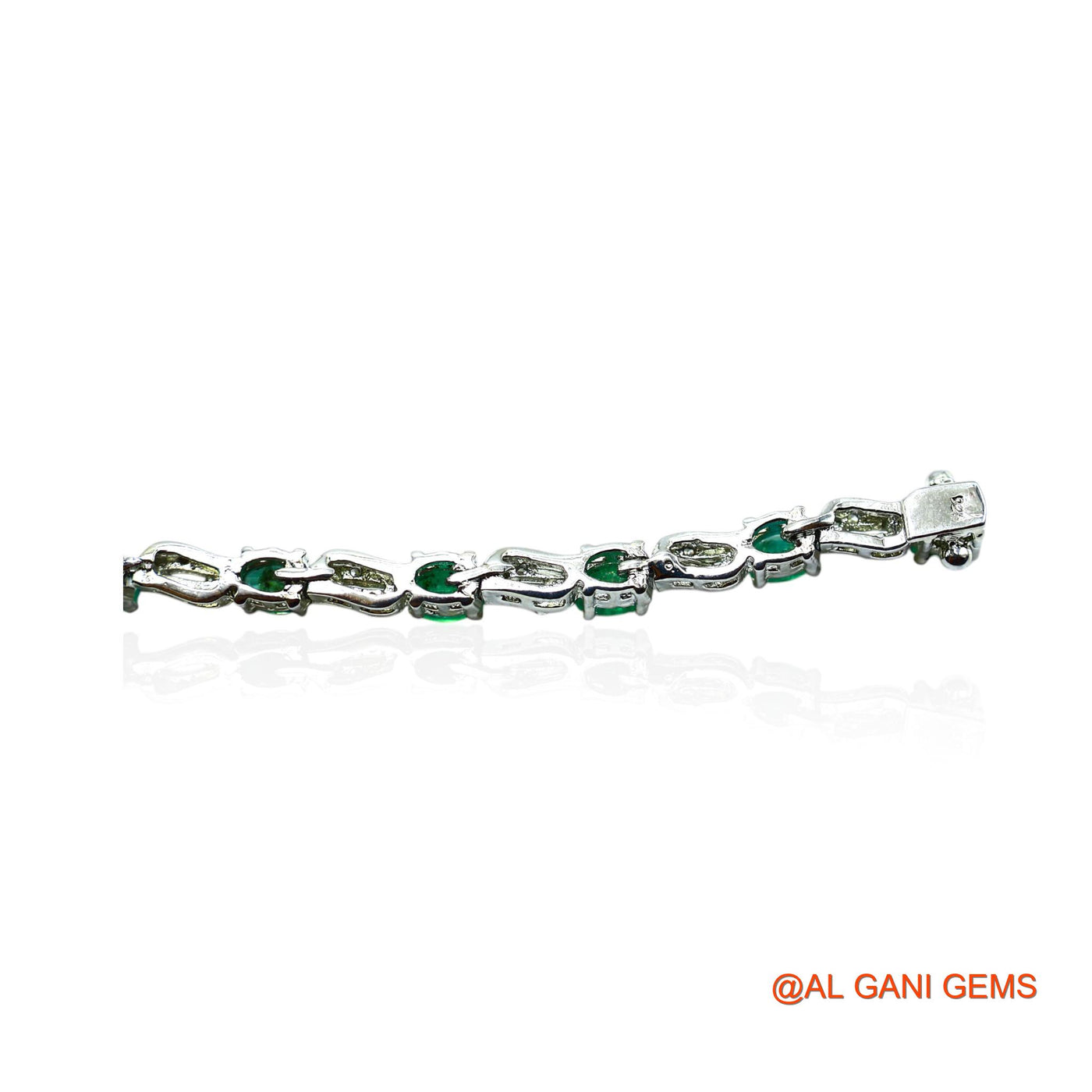 925 Sterling Silver Emerald Stone Zircon Dangling Birthday Bracelet SB-16