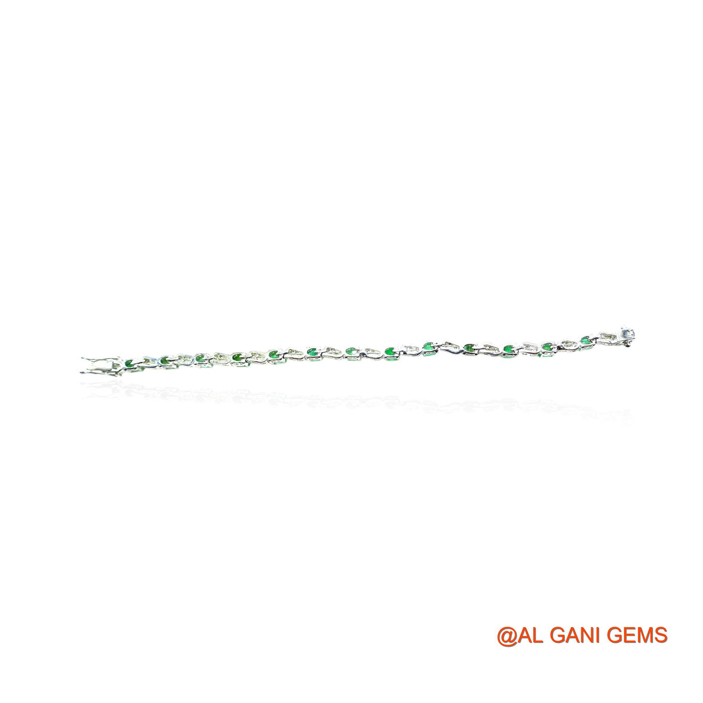 925 Sterling Silver Emerald Stone Zircon Dangling Birthday Bracelet SB-16