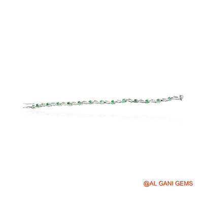 925 Sterling Silver Emerald Stone Zircon Dangling Birthday Bracelet SB-16