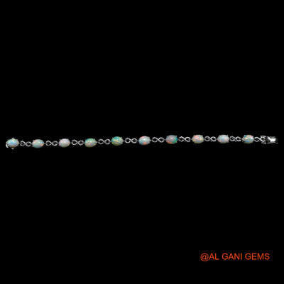 925 Silver Sacral Chakra Ethiopian Fire Opal Stone Zircon Dangling Hook Bracelet SB-18
