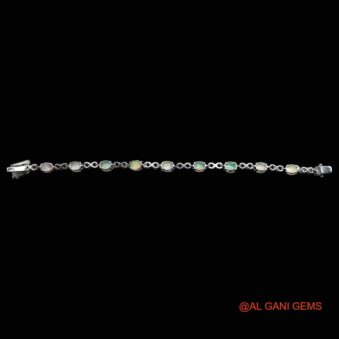 925 Silver Sacral Chakra Ethiopian Fire Opal Stone Zircon Dangling Hook Bracelet SB-18