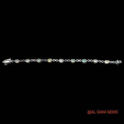 925 Silver Sacral Chakra Ethiopian Fire Opal Stone Zircon Dangling Hook Bracelet SB-18