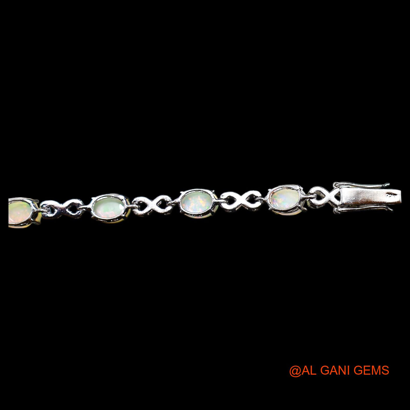 925 Silver Sacral Chakra Ethiopian Fire Opal Stone Zircon Dangling Hook Bracelet SB-18