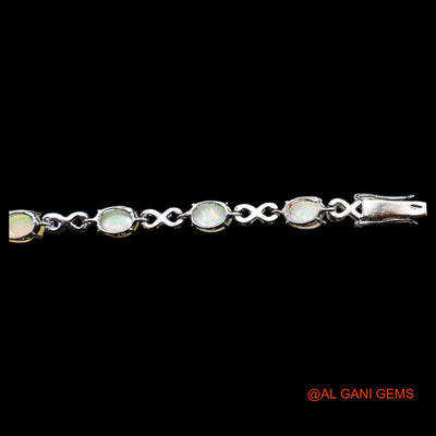 925 Silver Sacral Chakra Ethiopian Fire Opal Stone Zircon Dangling Hook Bracelet SB-18