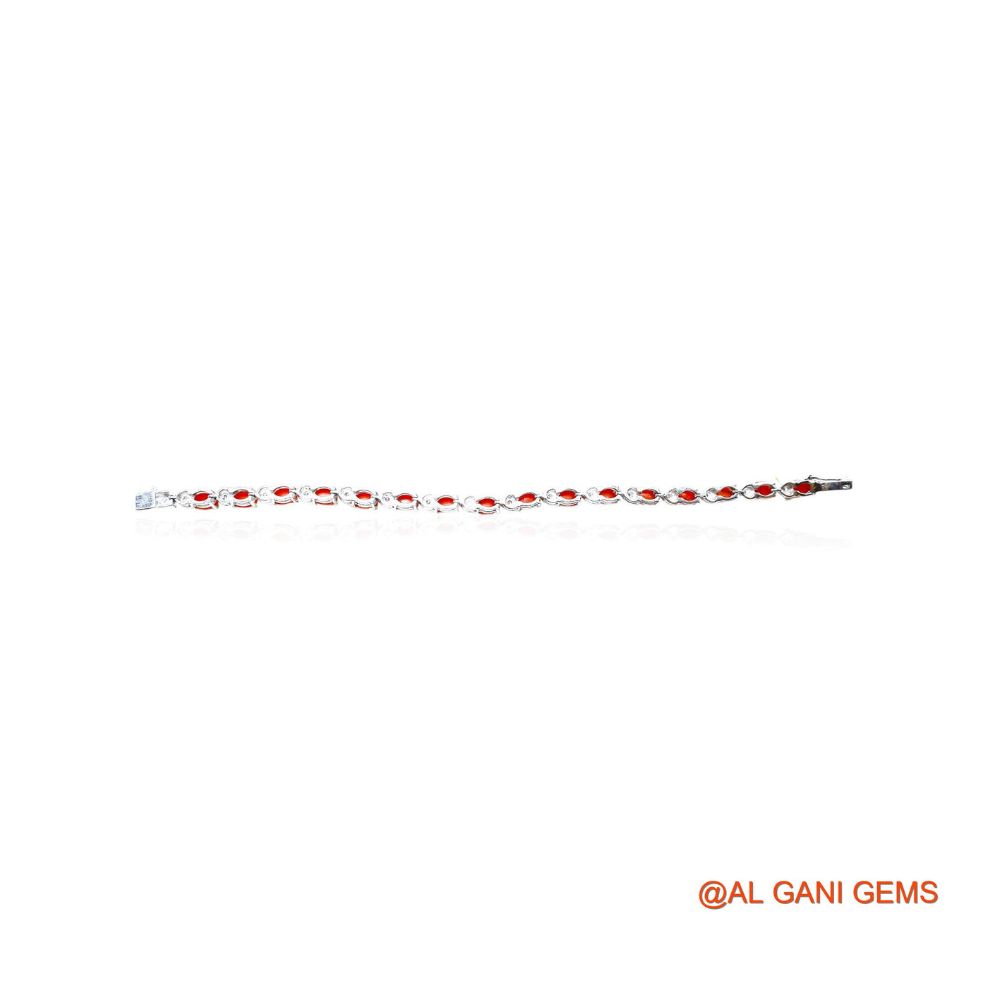 Coral Gemstone Zircon Sterling Silver Dangle Celestial Bracelet SB-1