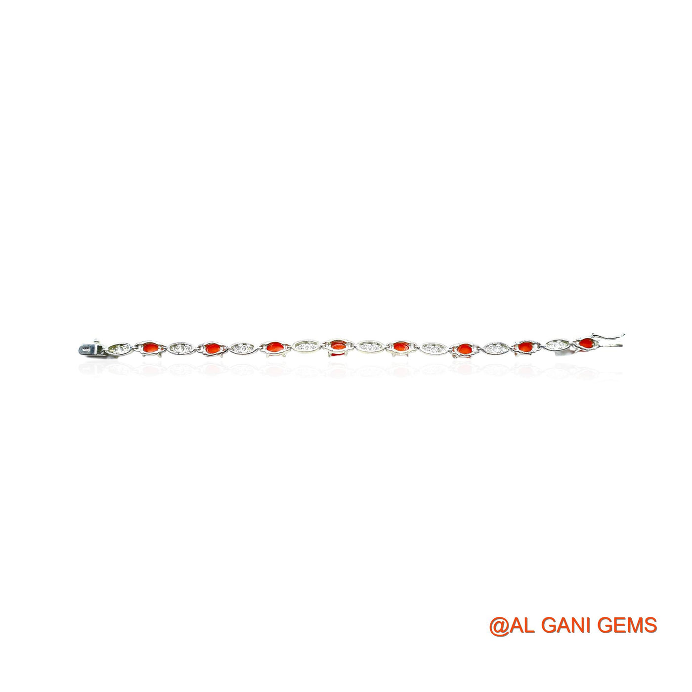Coral Stone Zircon Engagement Drop Dangle Bracelet Sterling Silver SB-2