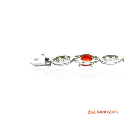 Coral Stone Zircon Engagement Drop Dangle Bracelet Sterling Silver SB-2