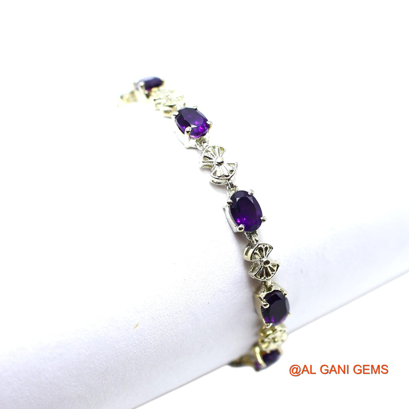 Amethyst Stone 925 Silver Bezel Hook Drop Dangle Engagement Bracelet SB-3