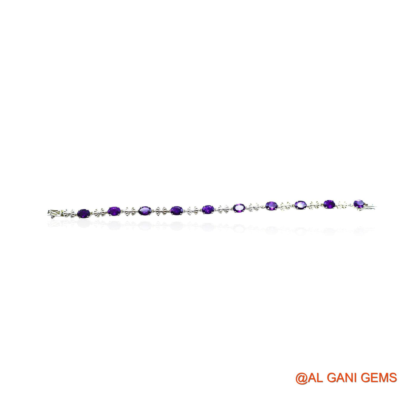 Amethyst Stone 925 Silver Bezel Hook Drop Dangle Engagement Bracelet SB-3