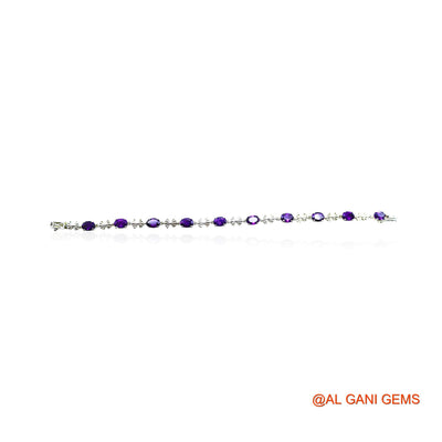 Amethyst Stone 925 Silver Bezel Hook Drop Dangle Engagement Bracelet SB-3