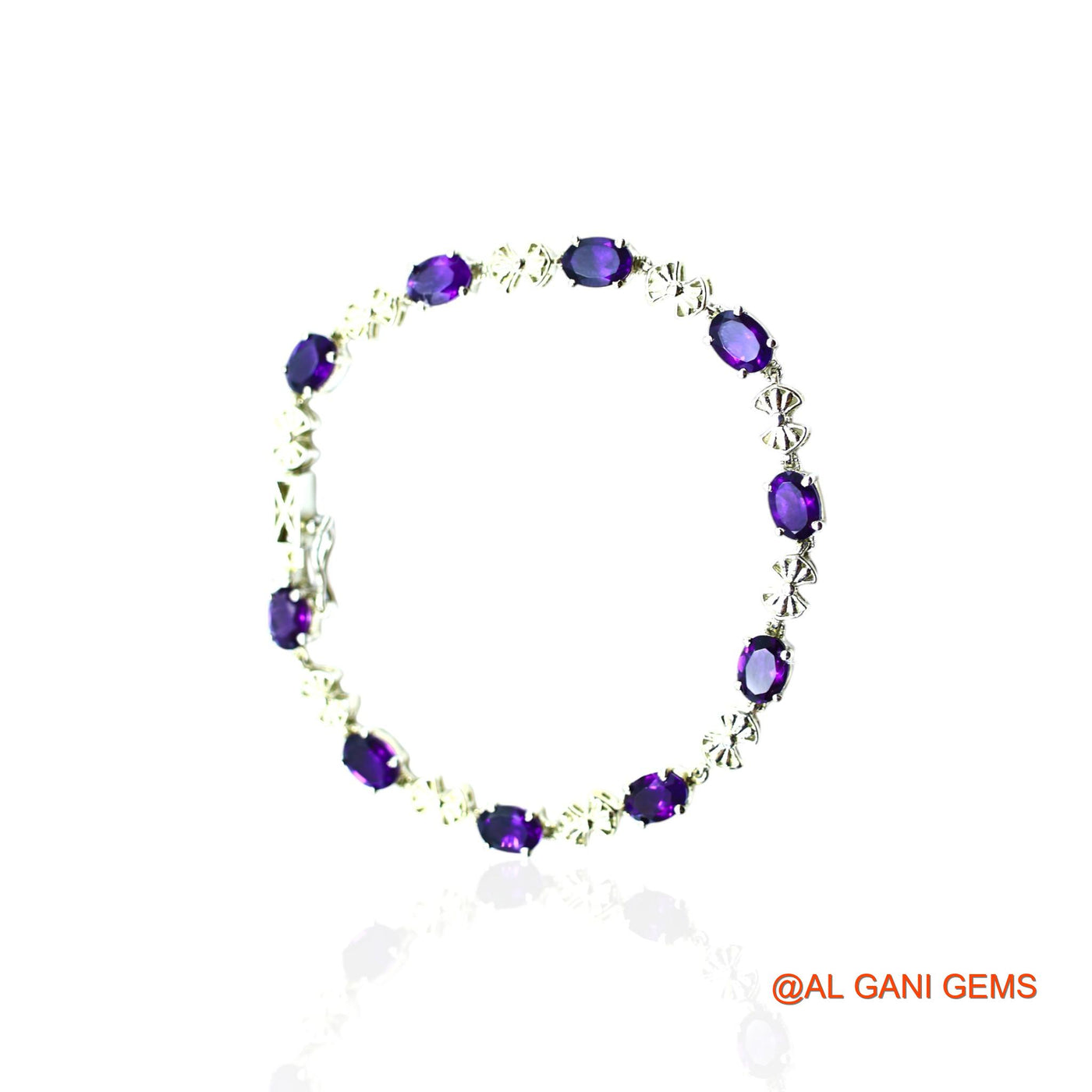 Amethyst Stone 925 Silver Bezel Hook Drop Dangle Engagement Bracelet SB-3