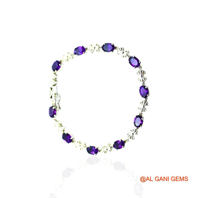 Amethyst Stone 925 Silver Bezel Hook Drop Dangle Engagement Bracelet SB-3