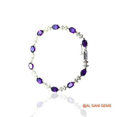 Amethyst Stone 925 Silver Bezel Hook Drop Dangle Engagement Bracelet SB-3