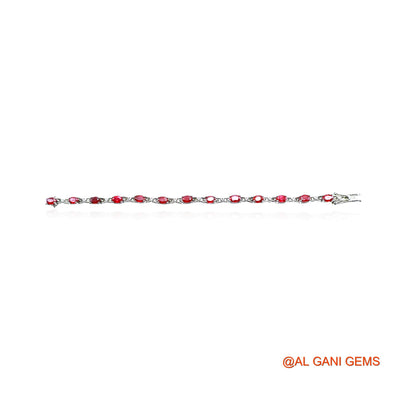 Faceted Natural Ruby Drop Bezel July Bracelet 925 Sterling Silver SB-4