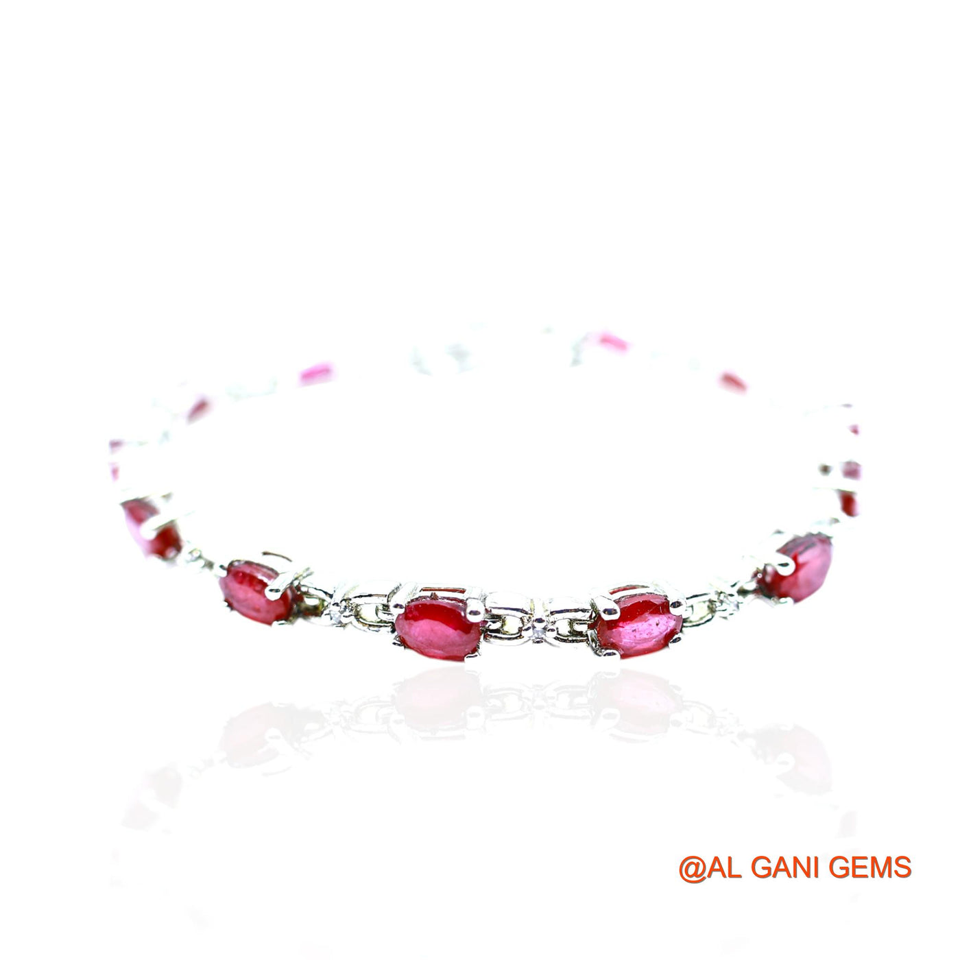 Faceted Natural Ruby Drop Bezel July Bracelet 925 Sterling Silver SB-4
