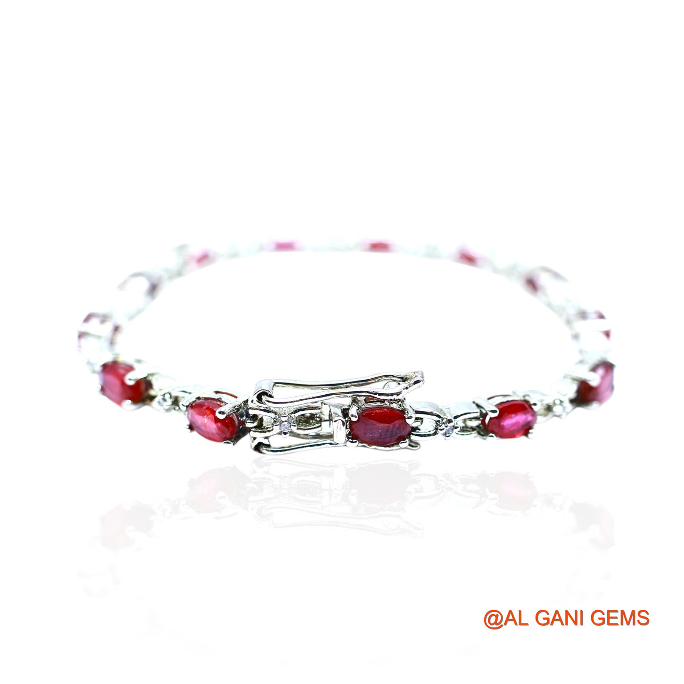 Faceted Natural Ruby Drop Bezel July Bracelet 925 Sterling Silver SB-4