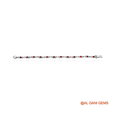 Faceted Natural Ruby Drop Bezel July Bracelet 925 Sterling Silver SB-4