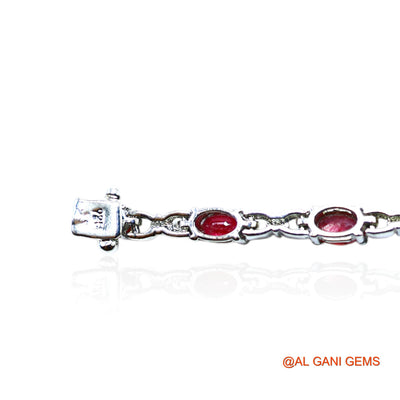 Faceted Natural Ruby Drop Bezel July Bracelet 925 Sterling Silver SB-4