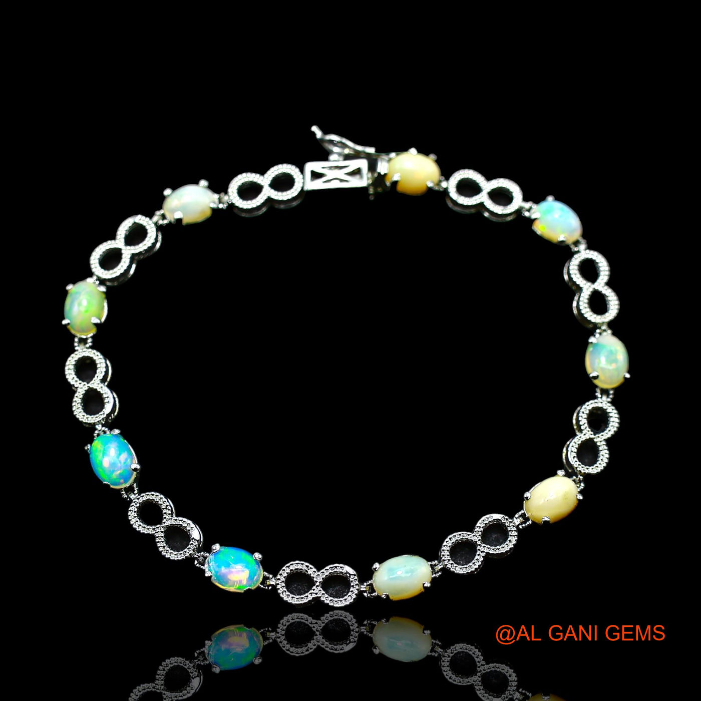 Ethiopian Fire Opal Stone Sterling Silver Dangle Drop Sacral Chakra Boho Bracelet SB-5