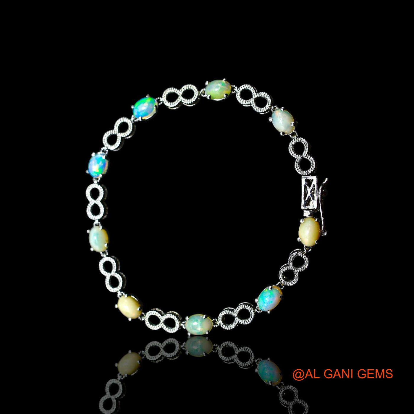 Ethiopian Fire Opal Stone Sterling Silver Dangle Drop Sacral Chakra Boho Bracelet SB-5