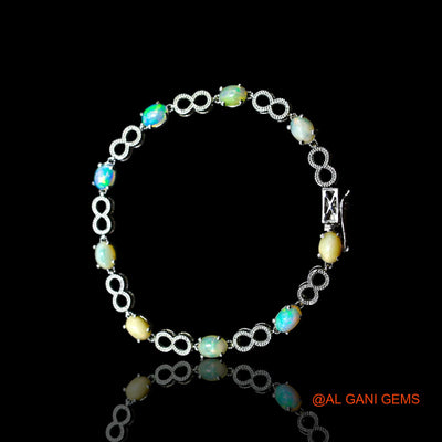 Ethiopian Fire Opal Stone Sterling Silver Dangle Drop Sacral Chakra Boho Bracelet SB-5