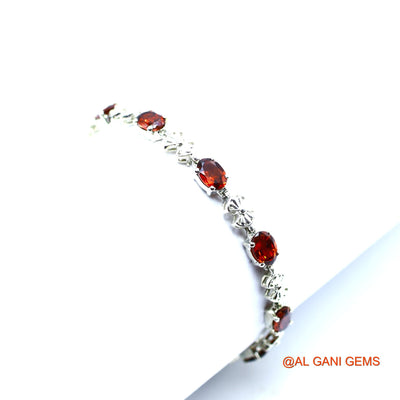 Sterling Silver Garnet Gemstone Birthday Drop Mother Bezel Bracelet SB-8