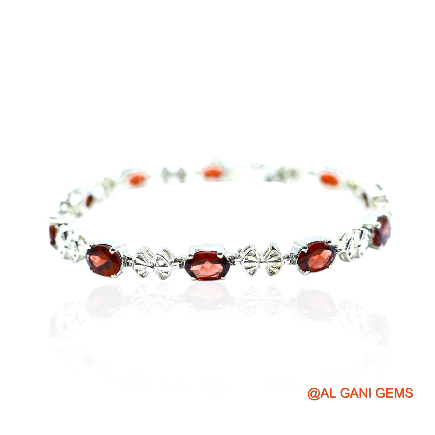 Sterling Silver Garnet Gemstone Birthday Drop Mother Bezel Bracelet SB-8