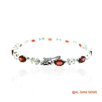 Sterling Silver Garnet Gemstone Birthday Drop Mother Bezel Bracelet SB-8