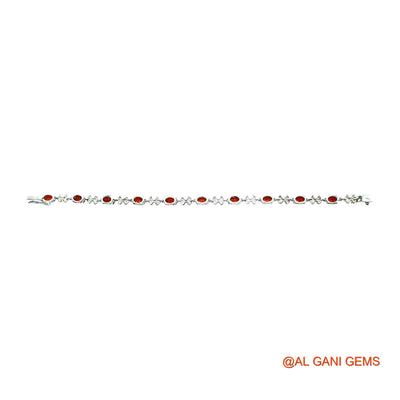 Sterling Silver Garnet Gemstone Birthday Drop Mother Bezel Bracelet SB-8