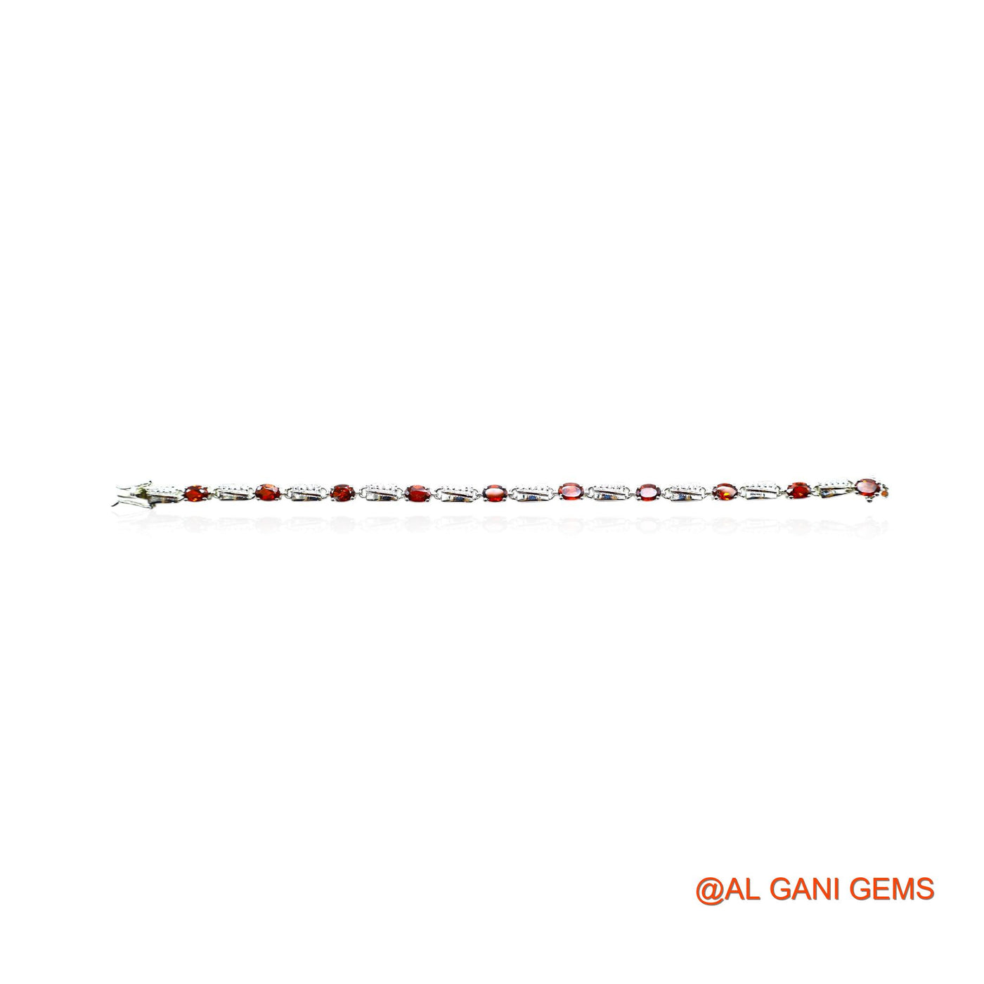 925 Sterling Silver Garnet Gemstone Zircon Hook Dangle Drop Bracelet SB-9