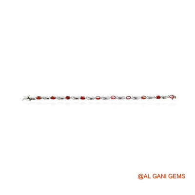 925 Sterling Silver Garnet Gemstone Zircon Hook Dangle Drop Bracelet SB-9