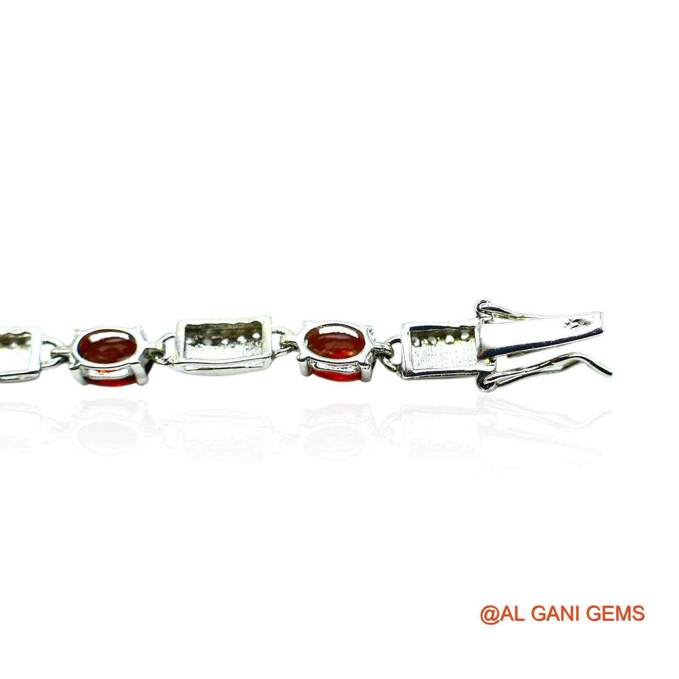 925 Sterling Silver Garnet Gemstone Zircon Hook Dangle Drop Bracelet SB-9