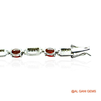 925 Sterling Silver Garnet Gemstone Zircon Hook Dangle Drop Bracelet SB-9