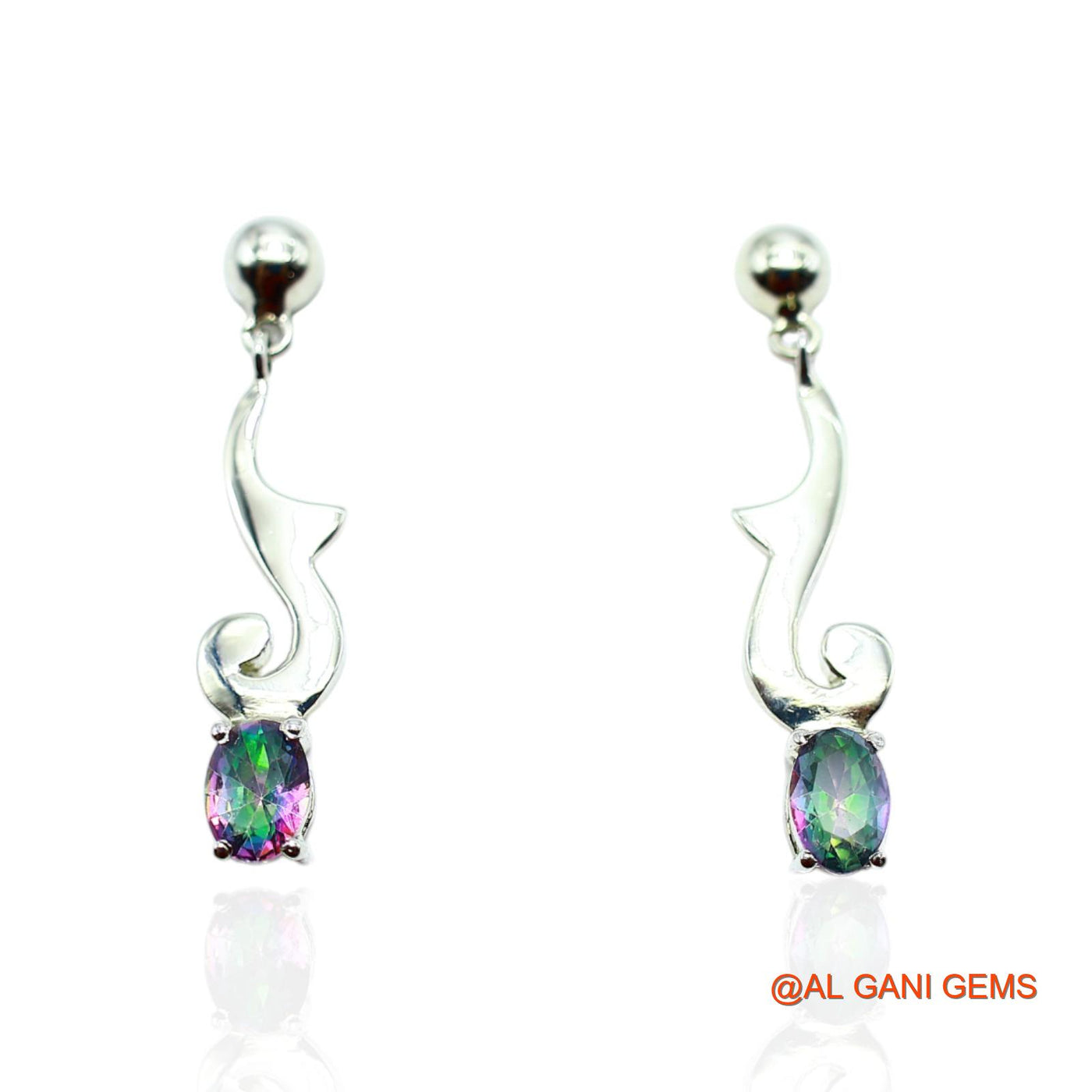 Mystic Topaz Stone 925 Sterling Silver Birthday Engagement Drop Earrings SE-10