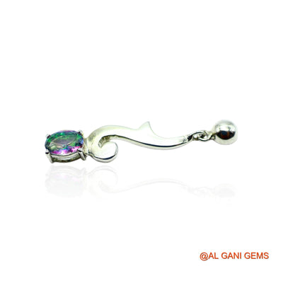 Mystic Topaz Stone 925 Sterling Silver Birthday Engagement Drop Earrings SE-10
