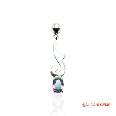 Mystic Topaz Stone 925 Sterling Silver Birthday Engagement Drop Earrings SE-10