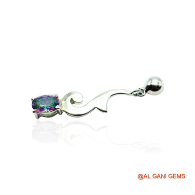 Mystic Topaz Stone 925 Sterling Silver Birthday Engagement Drop Earrings SE-10
