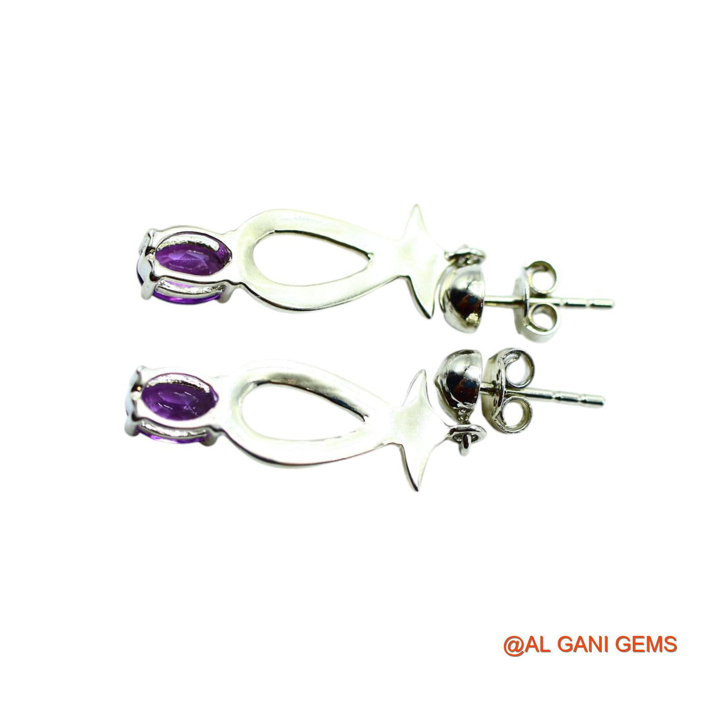 Amethyst Stone February Birth Drop Antique Earrings Sterling Silver SE-11