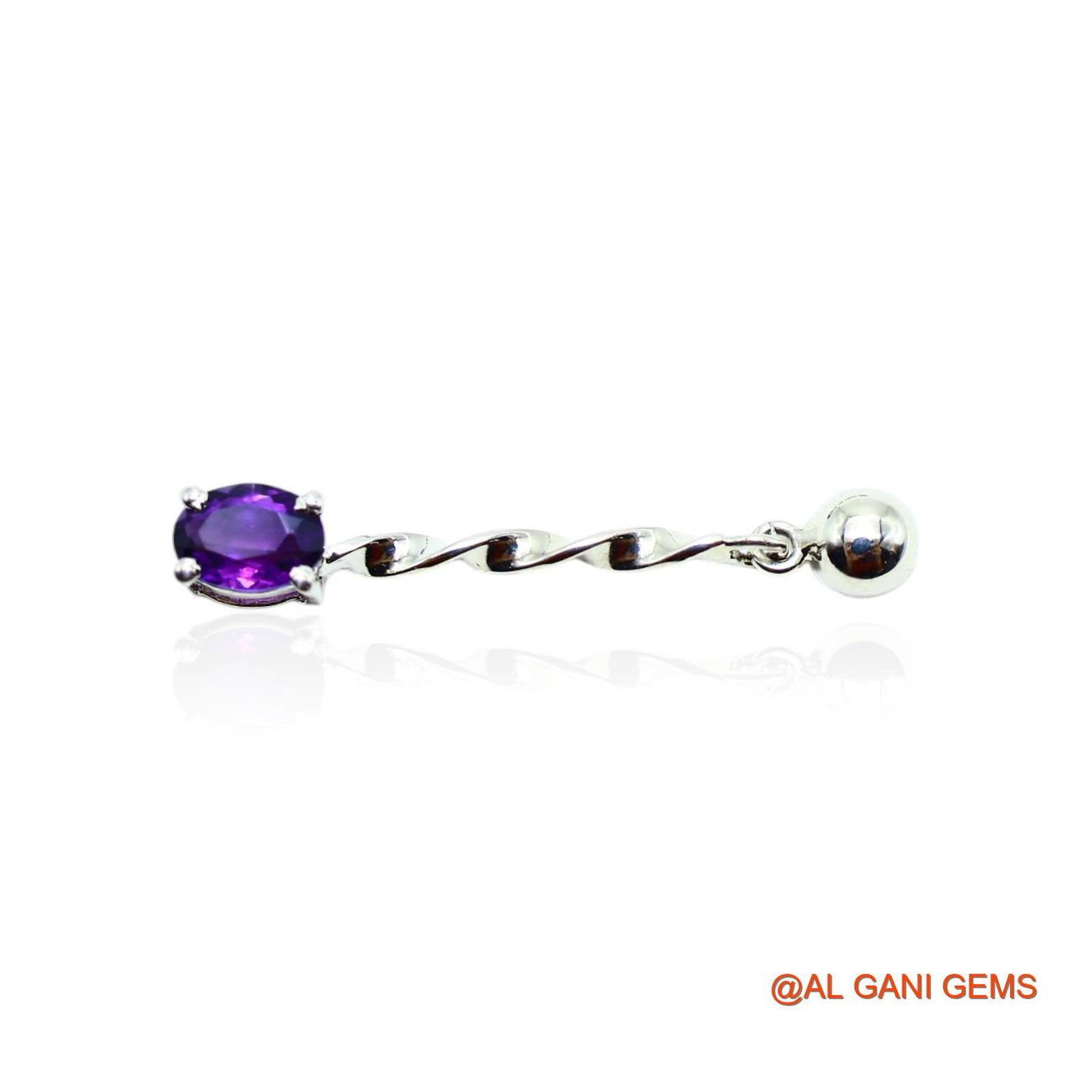 925 Sterling Silver Amethyst Gemstone Dangling February Birth Earrings SE-12