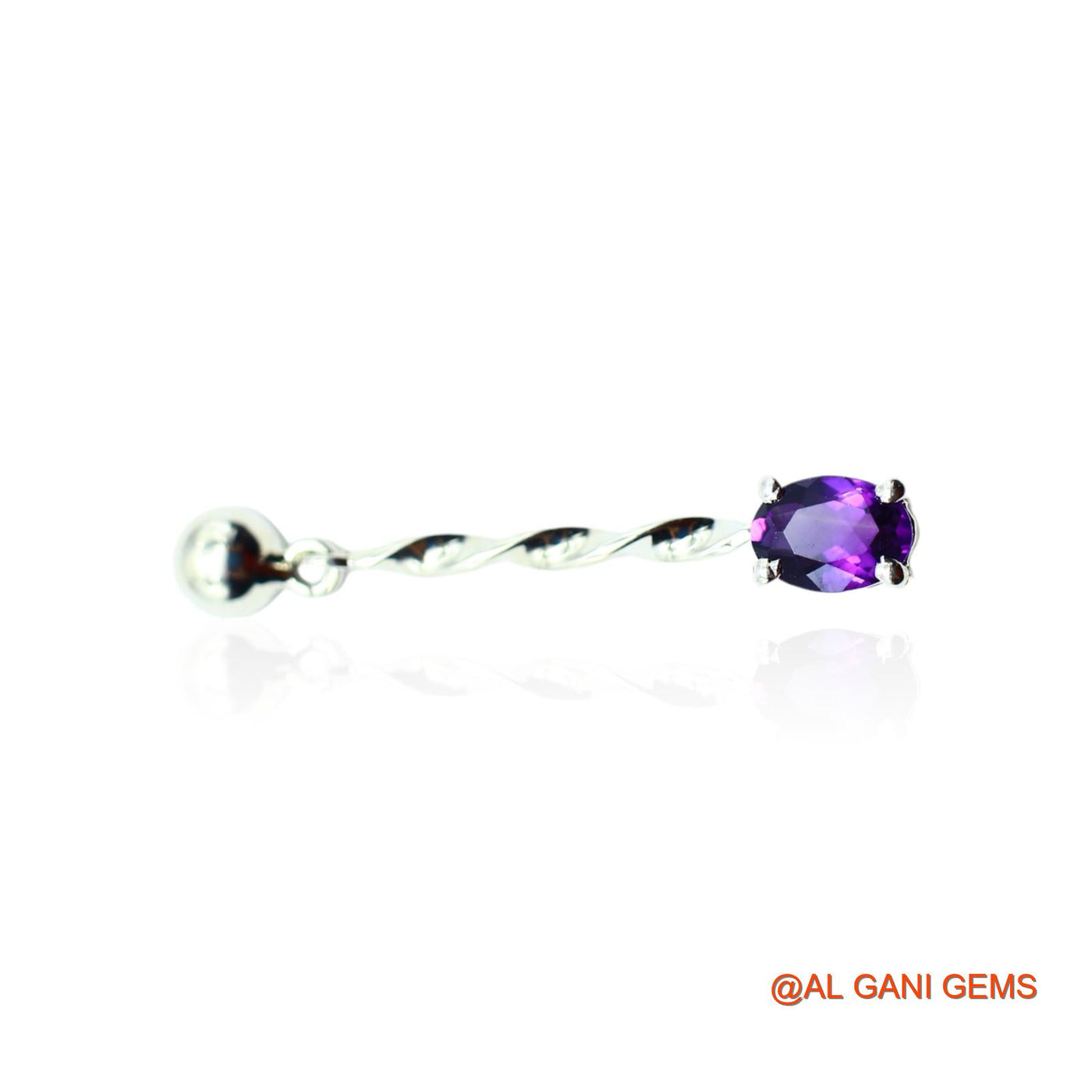 925 Sterling Silver Amethyst Gemstone Dangling February Birth Earrings SE-12