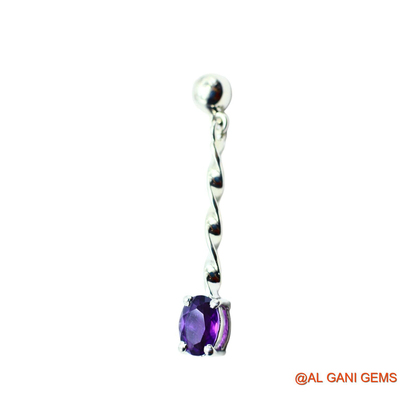 925 Sterling Silver Amethyst Gemstone Dangling February Birth Earrings SE-12