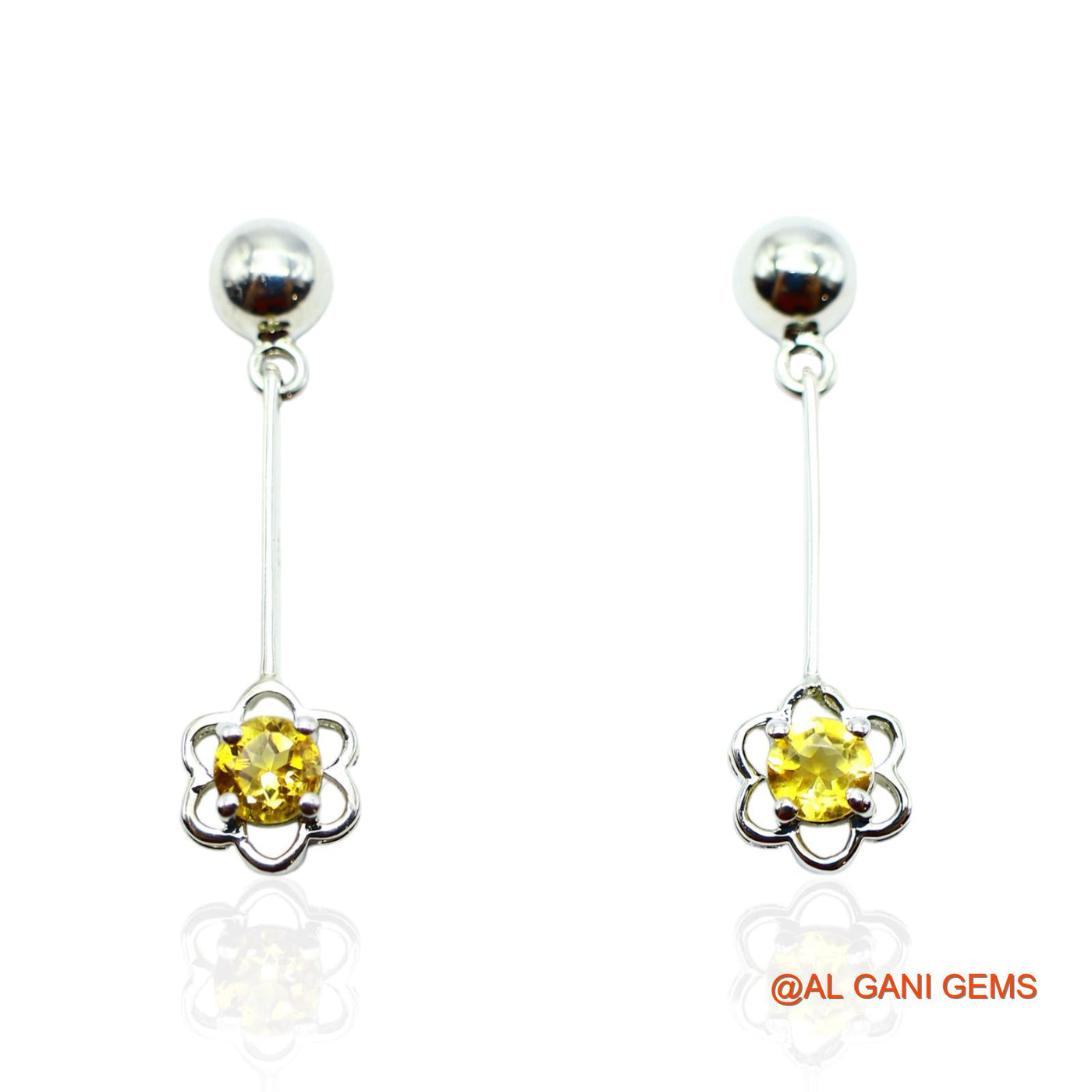 Sterling Silver November Birth Natural Citrine Drop Hook Earrings SE-13