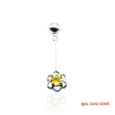 Sterling Silver November Birth Natural Citrine Drop Hook Earrings SE-13