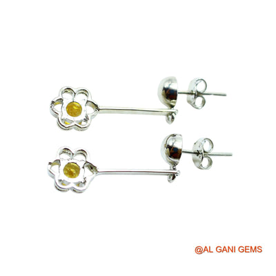 Sterling Silver November Birth Natural Citrine Drop Hook Earrings SE-13