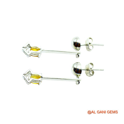 Faceted Citrine Stone Zircon 925 Silver Dangle Drop Birthday Earrings SE-14